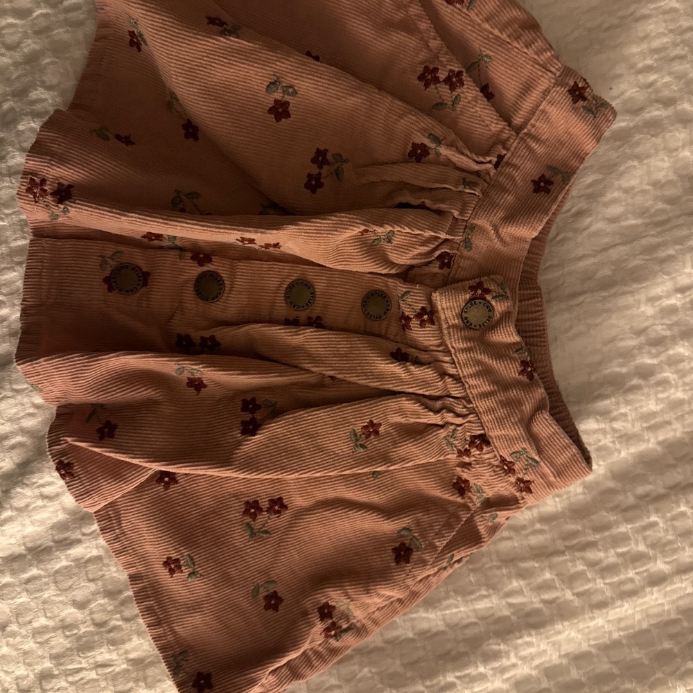 Pink corduroy floral skirt